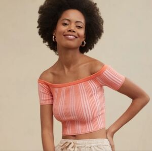Aerie reversible sweather cropped top - Picante coral